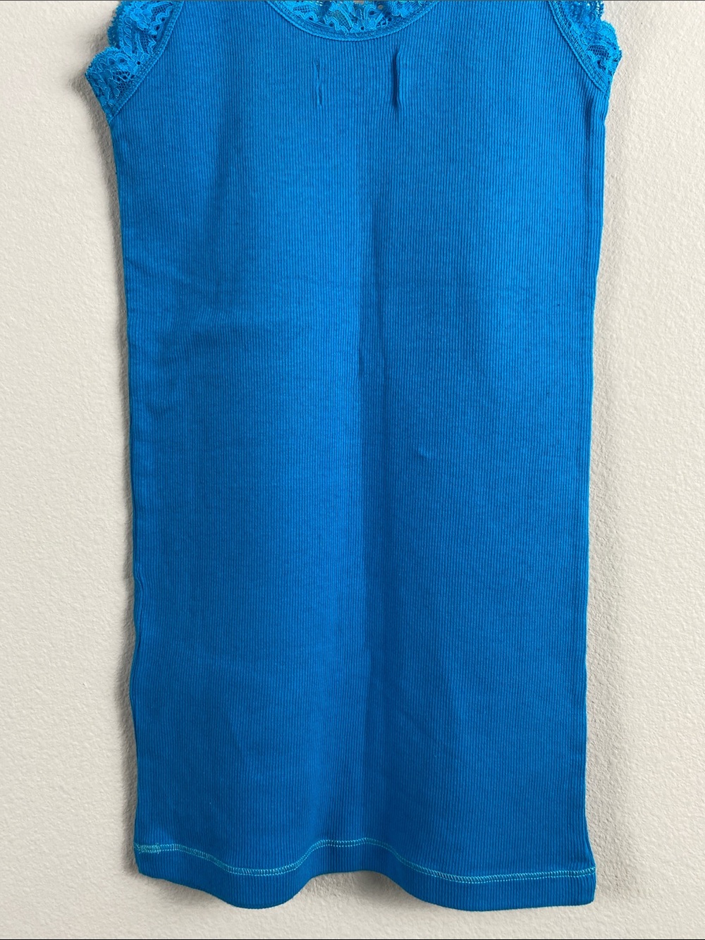 Hollister Lace Embroidered Ribbed Camisole/Tank Top | Aqua Blue - Picture 6 of 14
